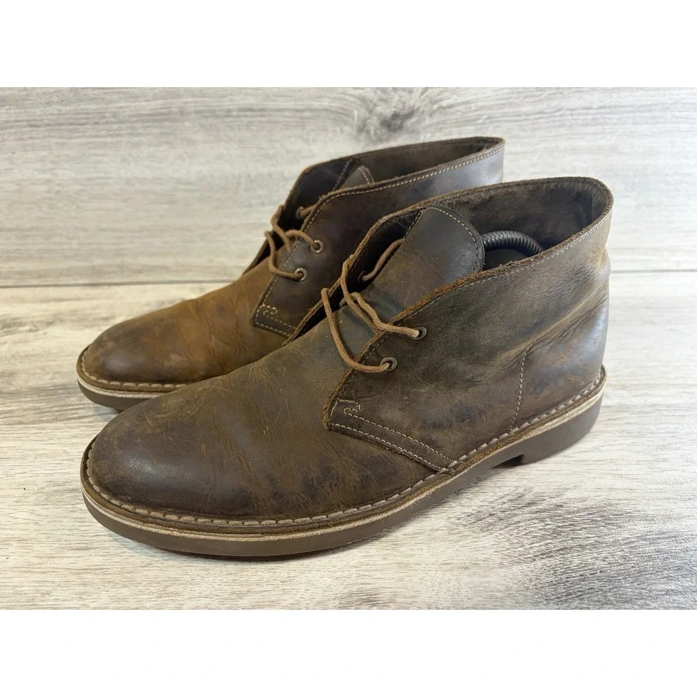 Clarks Bushacre Boots Men's 8.5 M‎ Brown Oiled Leather Chukka Desert Comfort